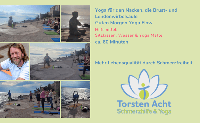 60 Minuten Guten Morgen Yoga an der kroatischen Meeresküste – Fokus: Nacken, Brustwirbelsäule und Lendenwirbelsäule